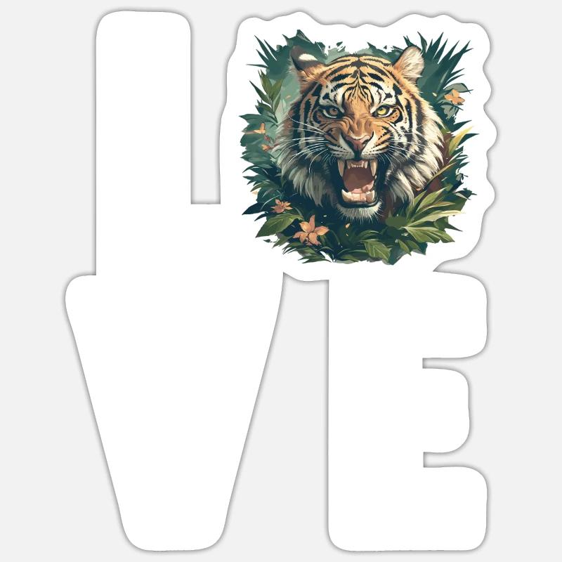 Sumatra-Tiger - Sticker Größe S (10 x 10 cm) - Mattweiß