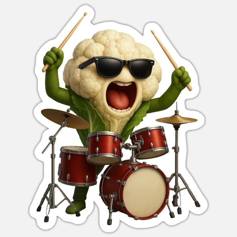 Cauliflower Drums - Sticker size S (10 x 10 cm) - white matte