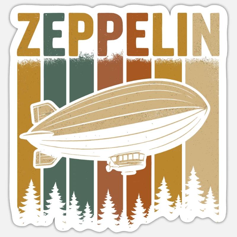 Dirigeable Zeppelin à rayures rétro Sticker taille S (10 x 10 cm)