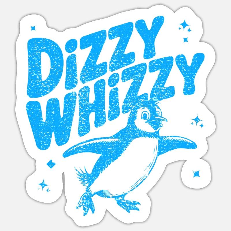 Dizzy Whizzy pingouin Illustration - Sticker taille S (10 x 10 cm) - blanc mat