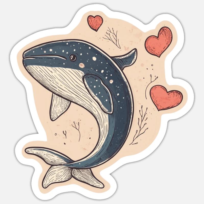 Wal - Sticker Größe S (10 x 10 cm) - Mattweiß