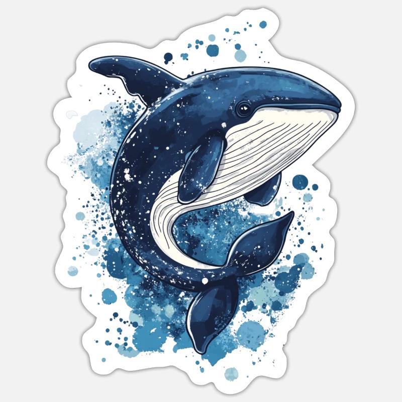 Wal - Sticker Größe S (10 x 10 cm) - Mattweiß
