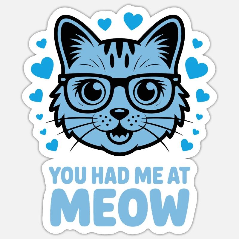 Tu m’as eu à miaou - Sticker taille S (10 x 10 cm) - blanc mat