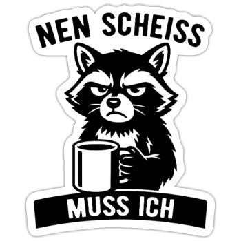 Raton laveur effronté - je m’en fous - café - Sticker taille S (10 x 10 cm) - blanc mat - Devant