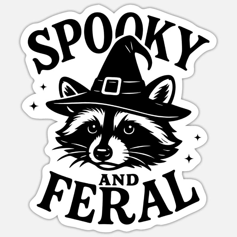 Conception de raton laveur d’Halloween effrayant et sauvage - Sticker taille S (10 x 10 cm) - blanc mat