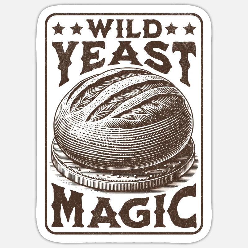 Wilde Hefe Magic Sauerteig Brot Liebhaber - Sticker Größe S (10 x 10 cm) - Mattweiß