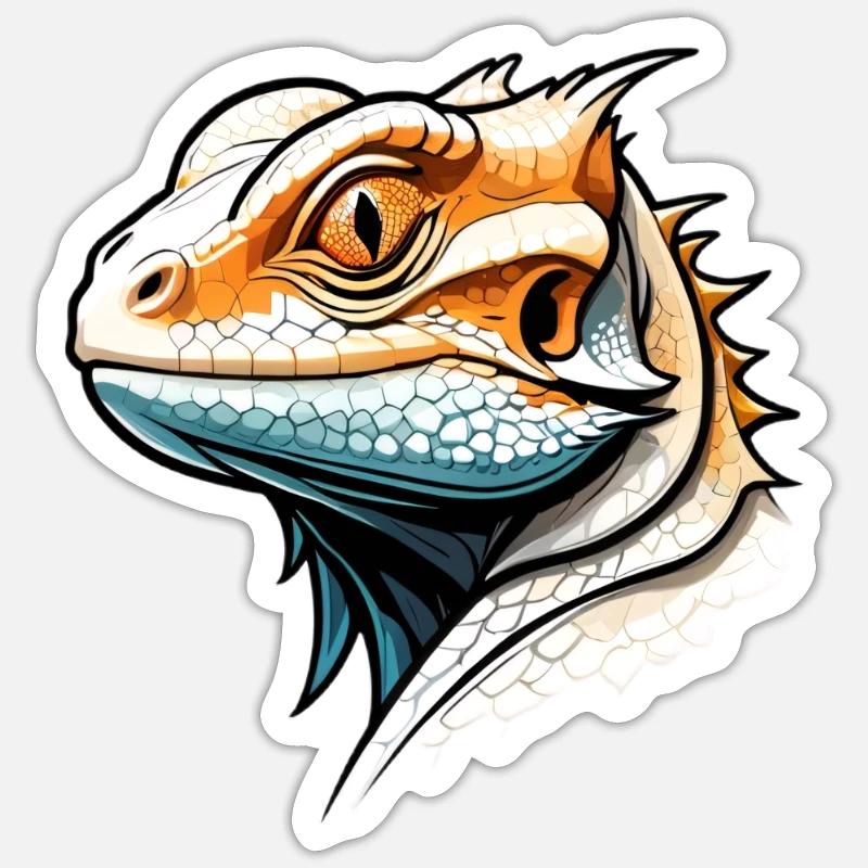 Eidechse im Comicstil - Sticker Größe S (10 x 10 cm) - Mattweiß