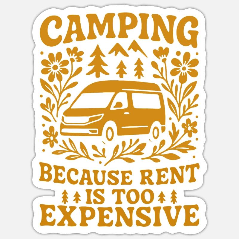 Camping Parce que le loyer est trop cher Van Design Sticker taille S (10 x 10 cm)