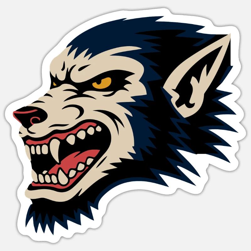 Fierce Wolf Head Retro Illustration - Sticker size S (10 x 10 cm) - white matte