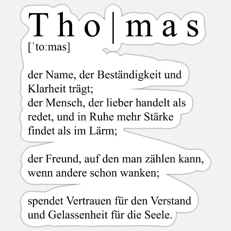 Thomas Definition Typografie - Sticker Größe S (10 x 10 cm) - Mattweiß