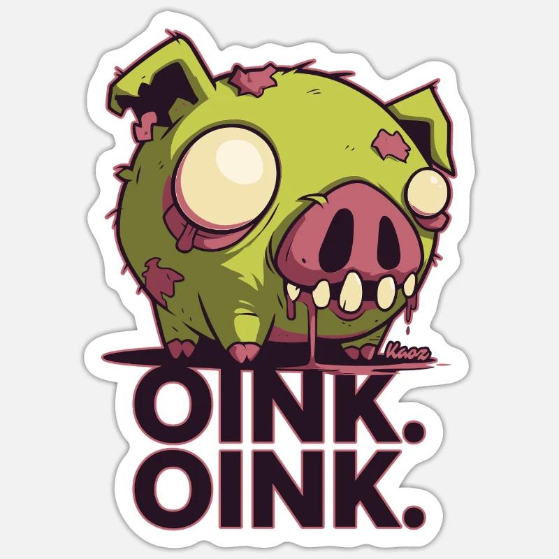 Conception de dessin animé de cochon zombie effrayant Sticker taille S (10 x 10 cm)