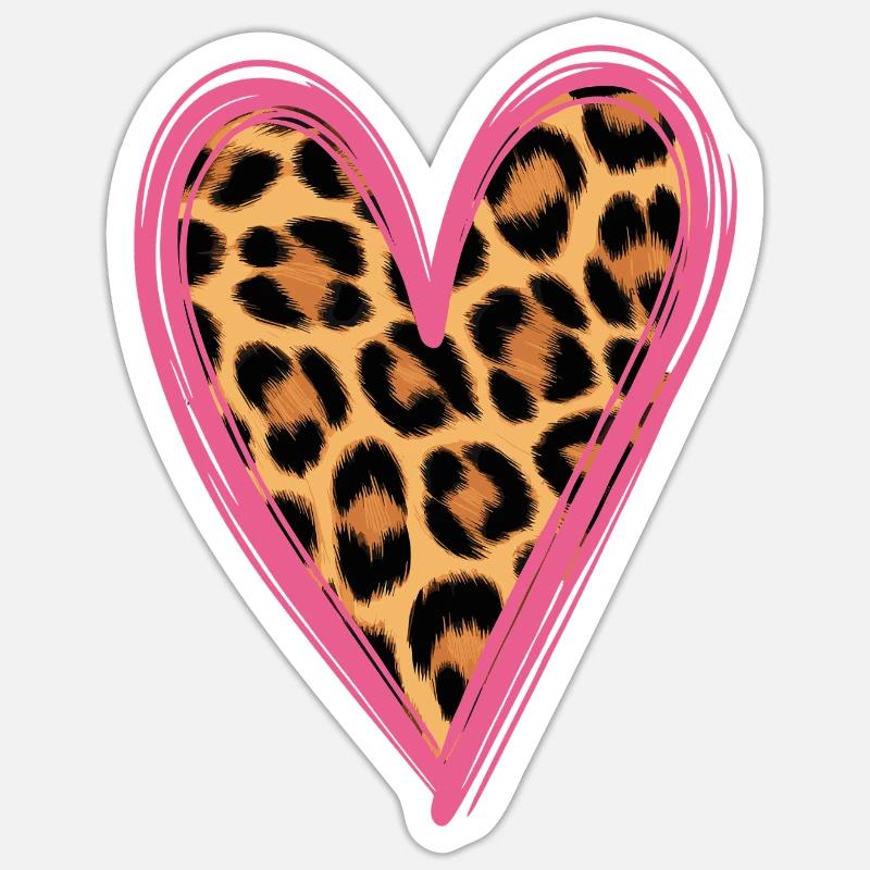 Leopard Pattern Heart Design - Sticker size S (10 x 10 cm) - white matte