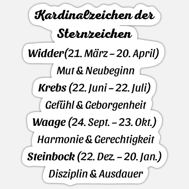 Kardinalzeichen_der_Sternzeichen - Sticker Größe S (10 x 10 cm) - Mattweiß