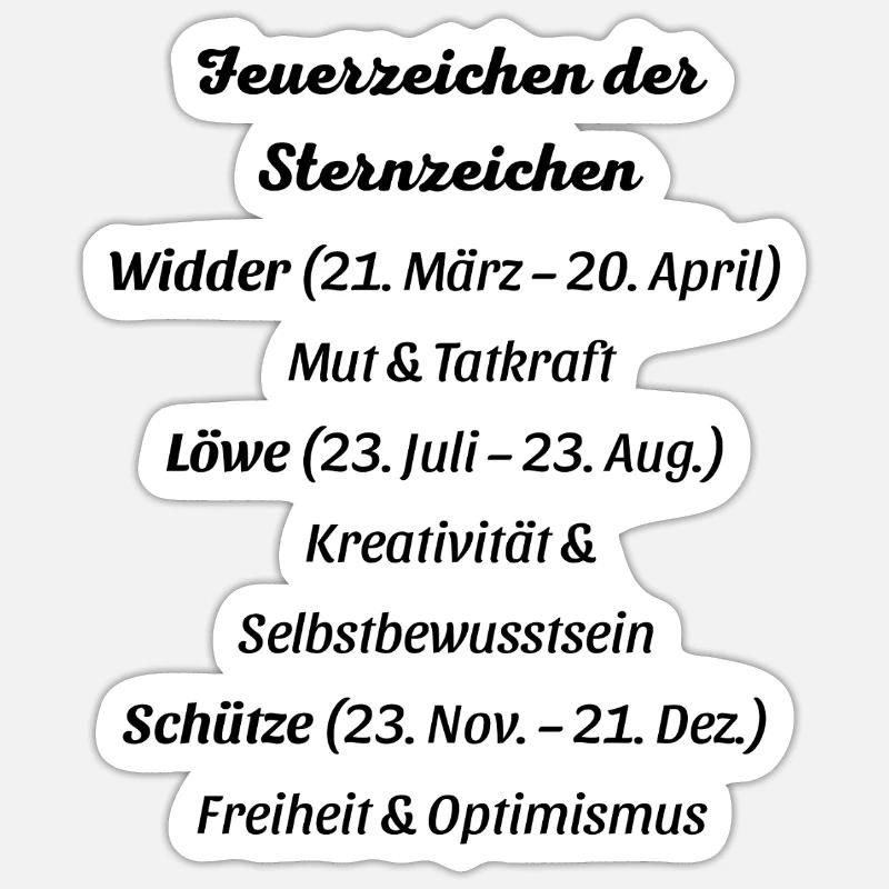 Feuerzeichen der Sternzeichen Sticker Größe S (10 x 10 cm)