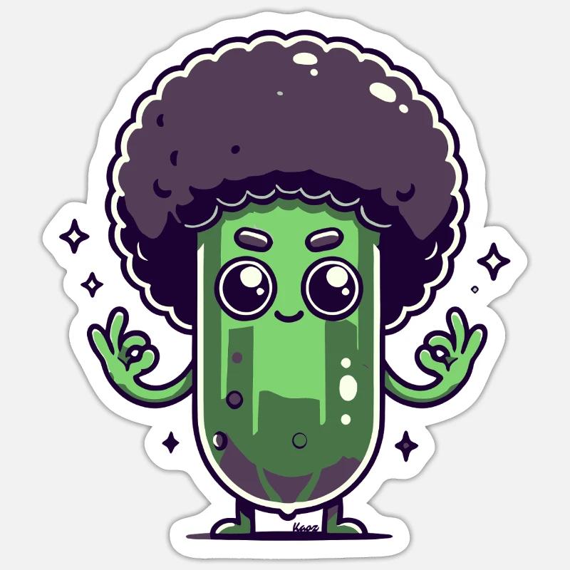 Concombre à l’afro - Sticker taille S (10 x 10 cm) - blanc mat