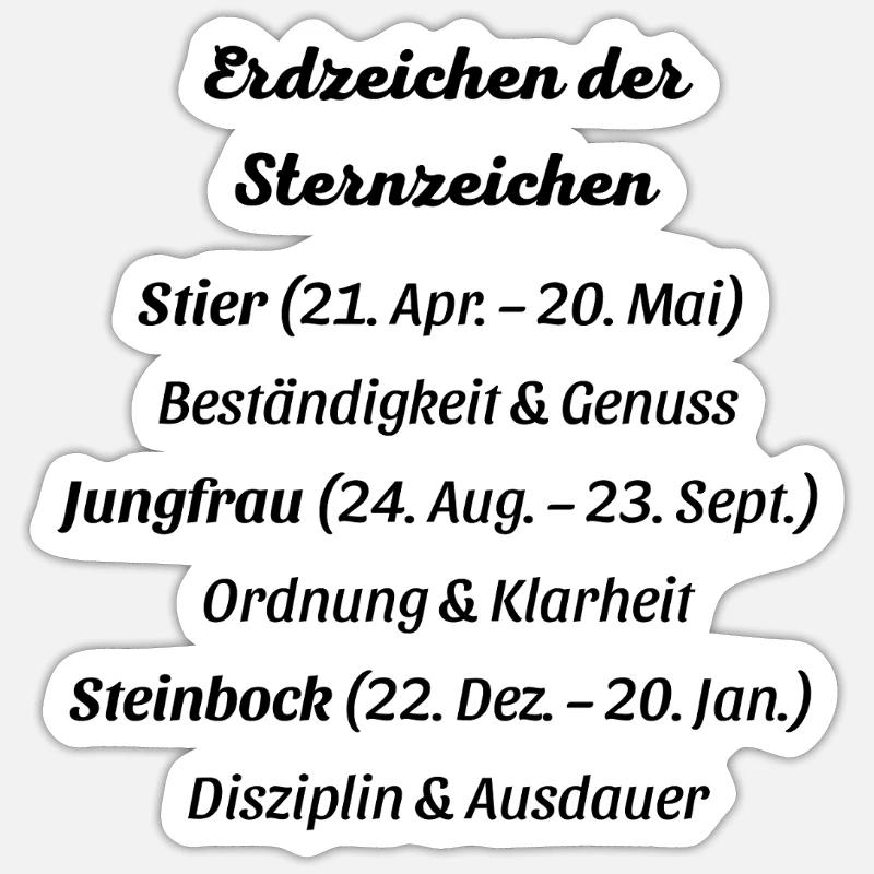 Erdzeichen_der_Sternzeichen - Sticker Größe S (10 x 10 cm) - Mattweiß
