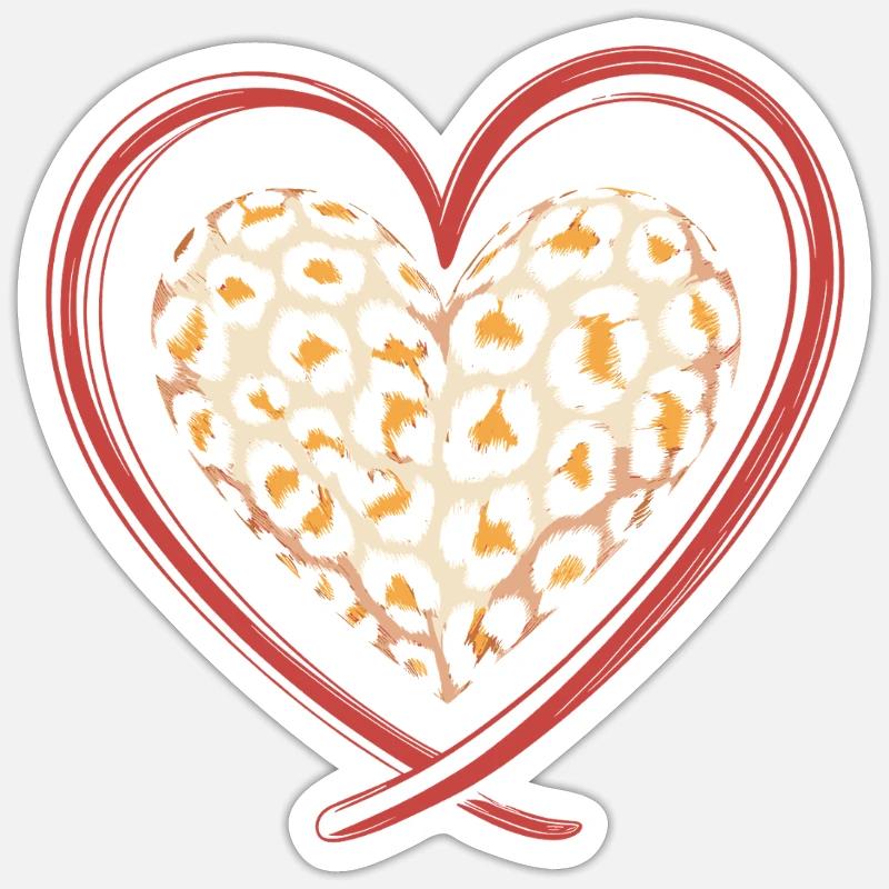 Imprimé léopard coeur léopard - Sticker taille S (10 x 10 cm) - blanc mat
