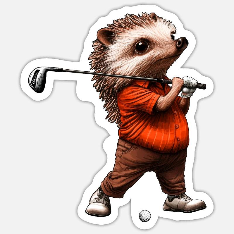 Golf Igel - Sticker Größe S (10 x 10 cm) - Mattweiß