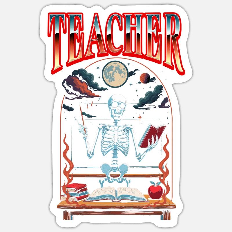 enseignant Halloween formateur d'enseignants - Sticker taille S (10 x 10 cm) - blanc mat