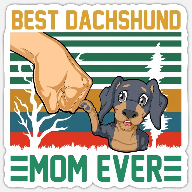 Beste Dackelmutter aller Zeiten - Sticker Größe S (10 x 10 cm) - Mattweiß