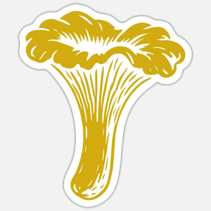 Cueilleur de chanterelles - Champignons - Dicton - Sticker taille S (10 x 10 cm) - blanc mat