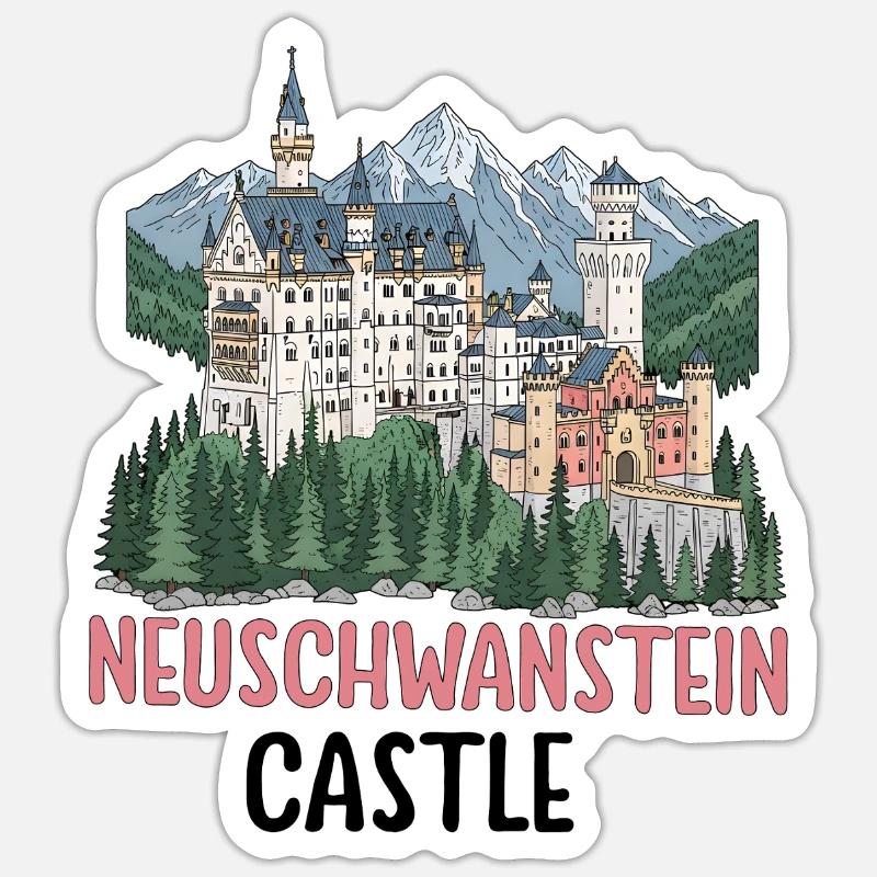 Neuschwanstein Castle - Sticker size S (10 x 10 cm) - white matte