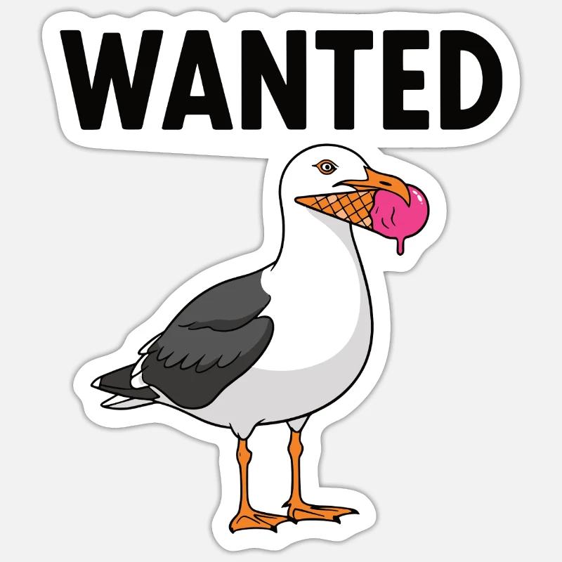 Gesucht Möwe Eiscreme Abenteuer - Sticker Größe S (10 x 10 cm) - Mattweiß
