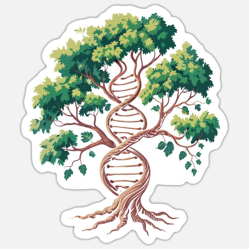 Lebensbaum DNA Verschmelzung - Sticker Größe S (10 x 10 cm) - Mattweiß