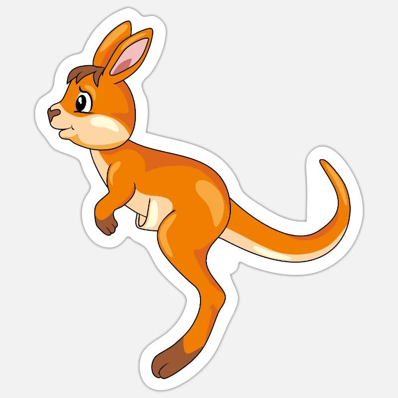 Hüpfendes süßes Känguru - Sticker Größe S (10 x 10 cm) - Mattweiß