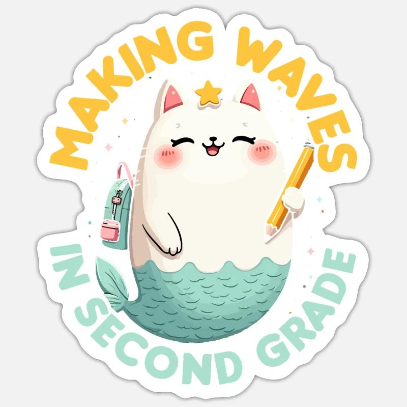 Mermaid Making Waves In Second Grade Sticker size S (10 x 10 cm)