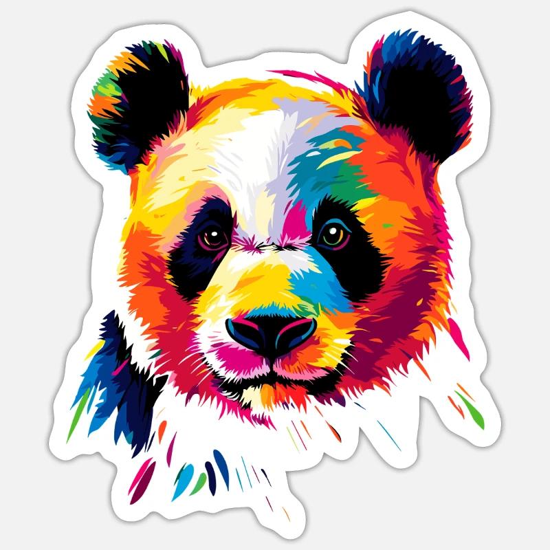 Panda Ours Pandas Géants Panda Géant Mignon Panda Ours Panda - Sticker taille S (10 x 10 cm) - blanc mat