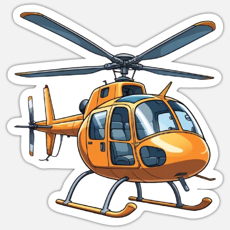Conception graphique de bande dessinée d'hélicoptère - Sticker taille S (10 x 10 cm) - blanc mat