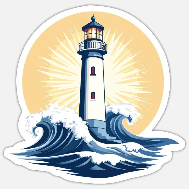 Lighthouse at sunrise - Sticker size S (10 x 10 cm) - white matte