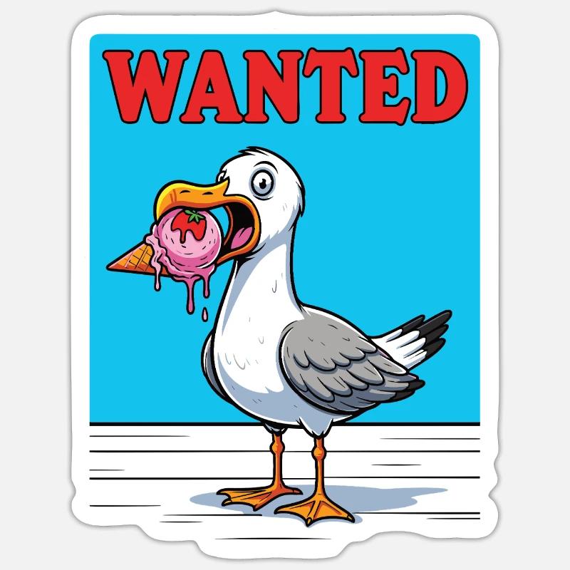 Gesucht Möwe Eiscreme Abenteuer Sticker taille S (10 x 10 cm)