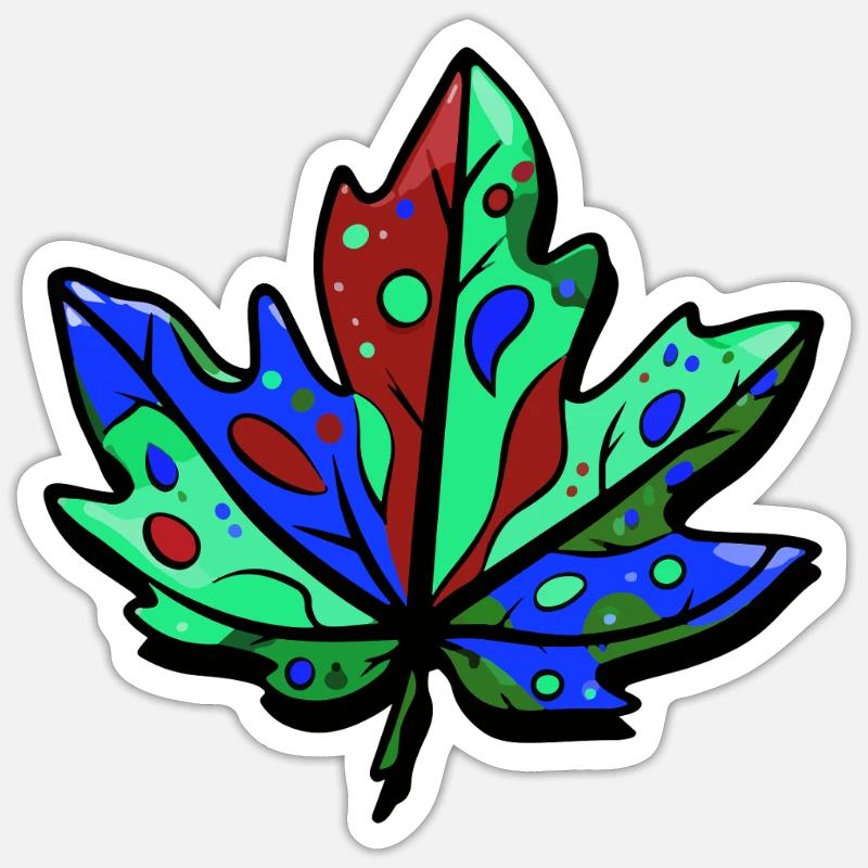 Blatt Herbst Bunt Ahorn - Sticker Größe S (10 x 10 cm) - Mattweiß