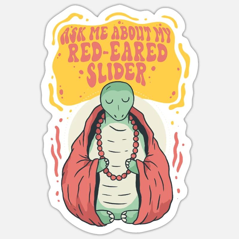 Red-eared Turtle - Sticker size S (10 x 10 cm) - white matte