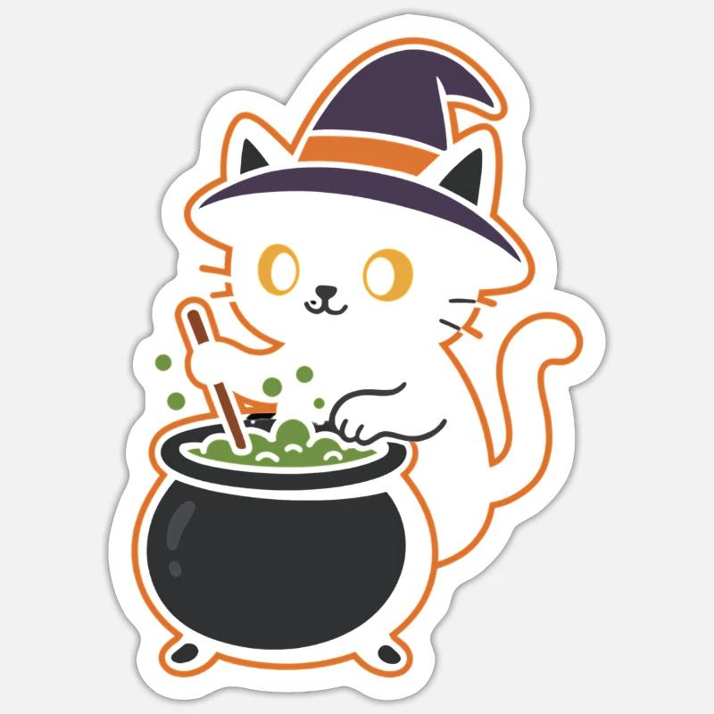 Cat Witch Potion Magic Design Sticker size S (10 x 10 cm)