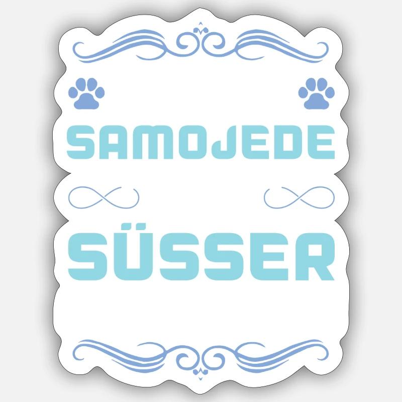 Dicton de chien Samoyède - Sticker taille S (10 x 10 cm) - blanc mat