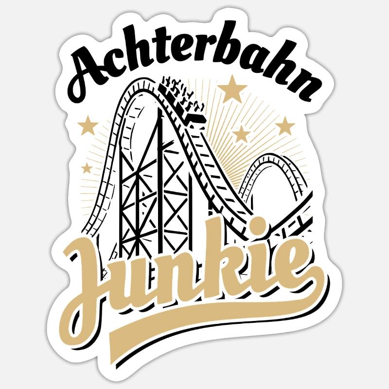 Roller Coaster Junkie - Parc d'attractions - Looping - Sticker taille S (10 x 10 cm) - blanc mat