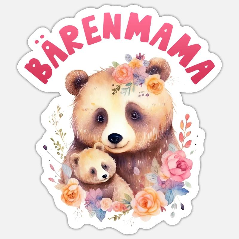 Werdende Mutter BÄRENMAMA Lustiges - Sticker Größe S (10 x 10 cm) - Mattweiß