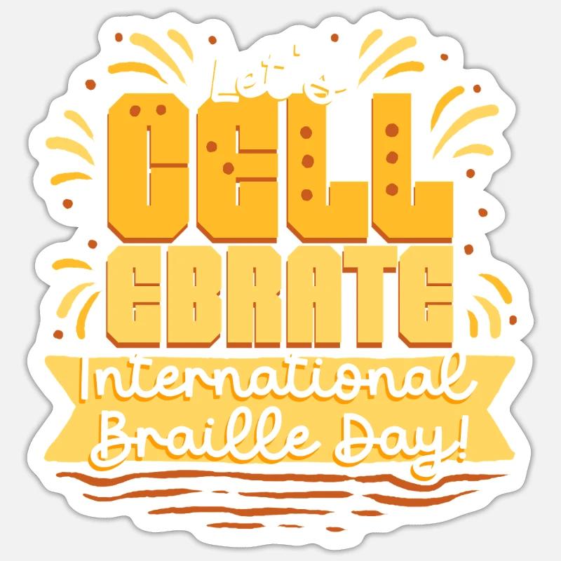 Braille Lehrer Blindenschrift Lets Cell-Ebrate - Sticker Größe S (10 x 10 cm) - Mattweiß