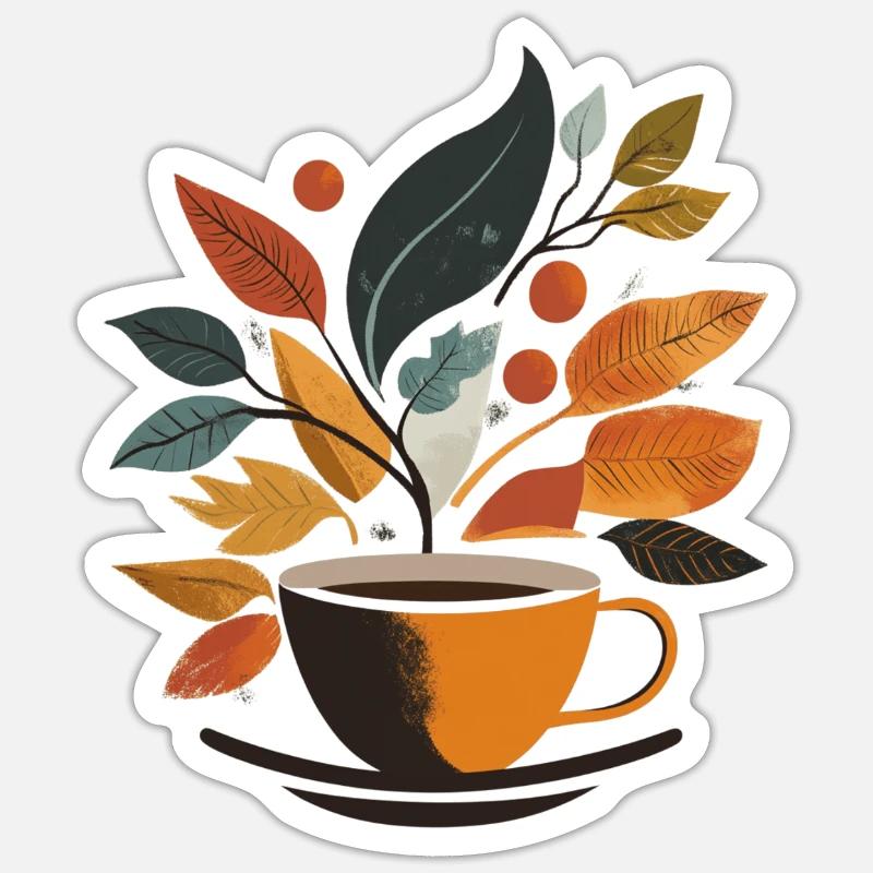 Kaffee - Sticker Größe S (10 x 10 cm) - Mattweiß