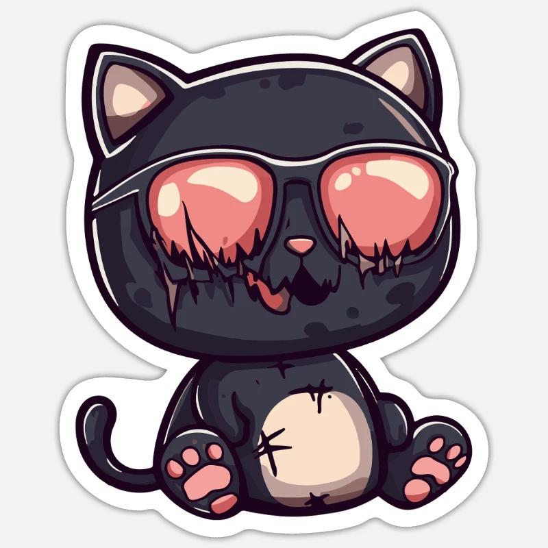 Chill cat vampire with sunglasses - Sticker size S (10 x 10 cm) - white matte