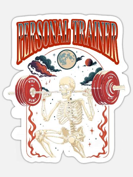 Fitnesstrainer Personal Trainer Tarot Halloween - Sticker Größe S (10 x 10 cm) - Mattweiß