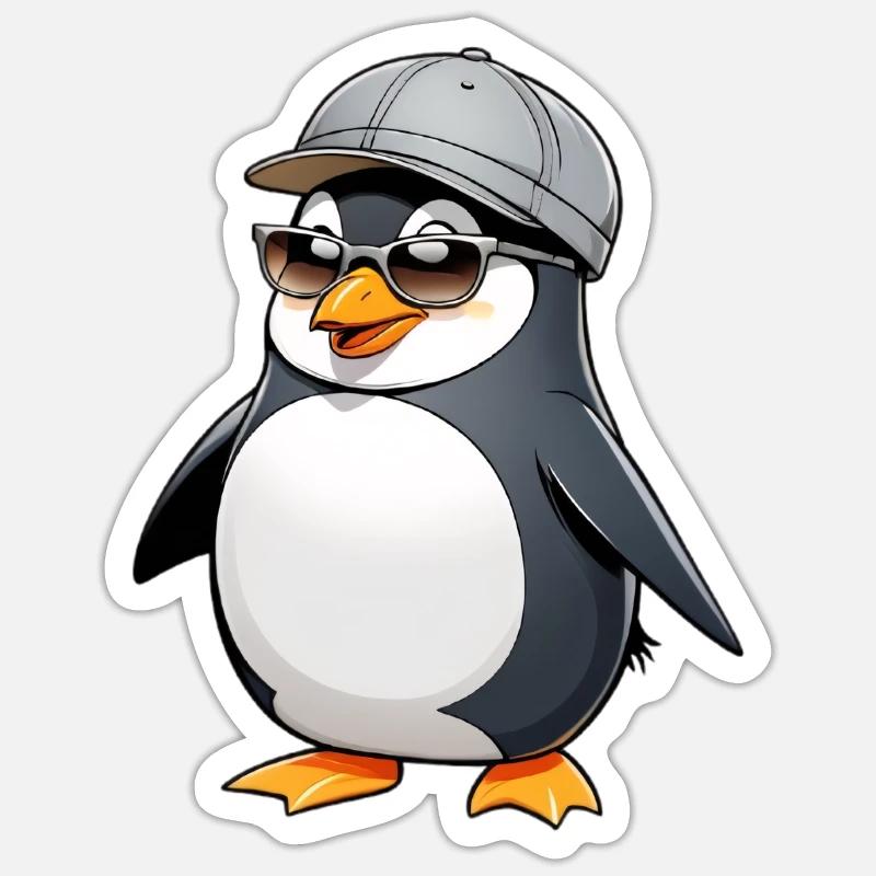 Cool Pingu with style - Sticker size S (10 x 10 cm) - white matte