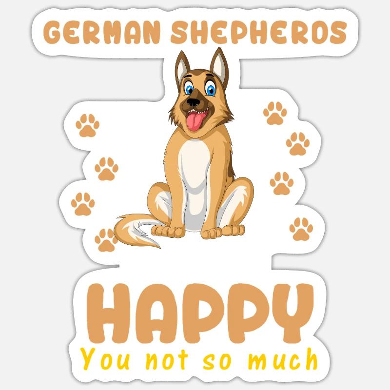 Deutscher Schäferhund Glück - Sticker Größe S (10 x 10 cm) - Mattweiß