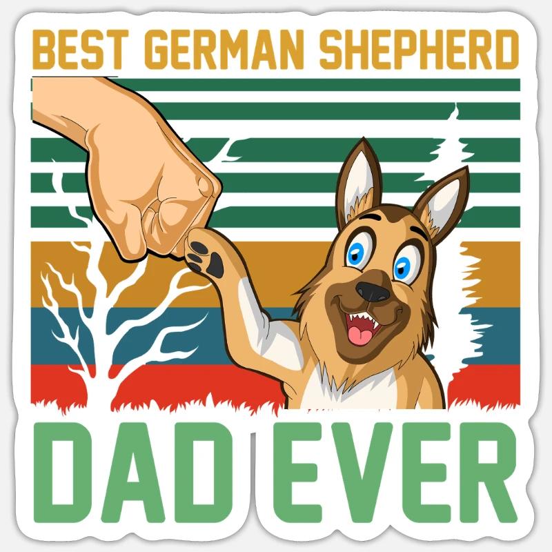 Bester Deutscher Schäferhund Papa - Sticker Größe S (10 x 10 cm) - Mattweiß