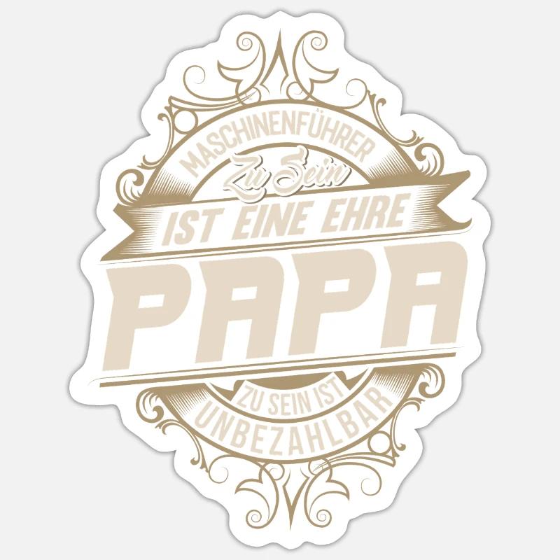 Papa opérateur de machine - Sticker taille S (10 x 10 cm) - blanc mat