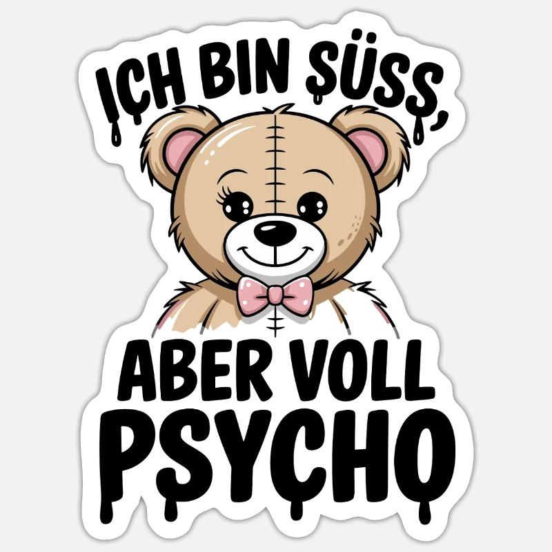 Kuscheliger Teddybär Mit Schleife - Alles Wird Gut - Sticker Größe S (10 x 10 cm) - Mattweiß