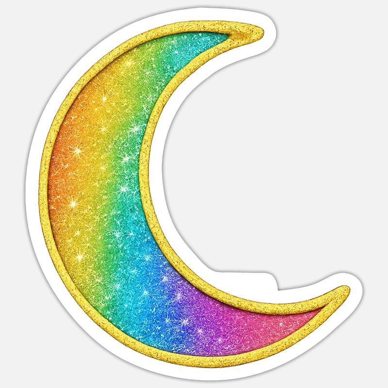Conception de paillettes de lune arc-en-ciel - Sticker taille S (10 x 10 cm) - blanc mat